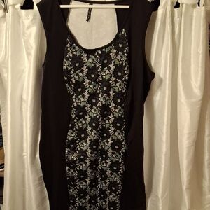 Drama Floral Black Sleeveless Dress 3X